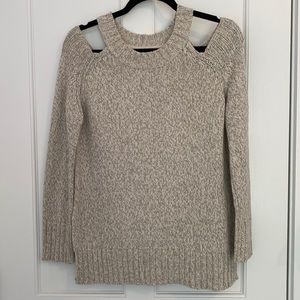 Cold shoulder beige sweater